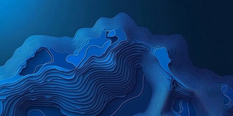 Aufkleber - Contour lines graphic art background on blue tone, modern abstract design