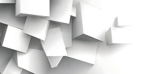 Aufkleber - Elegant array of stacked white cubes with subtle shadows and perspective