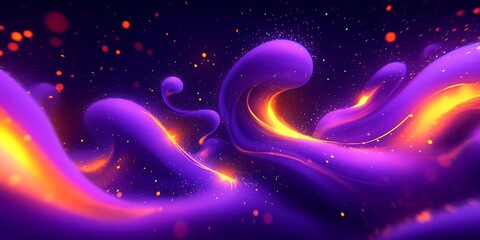 Aufkleber - Spectacular purple and orange flowing abstract, surrealistic, energetic forms