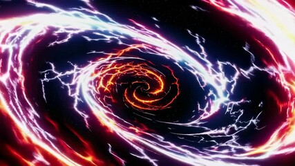 Poster - Abstract swirling vortex with vibrant lightning in space, energy concept