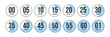 © Hasan_Sumon - Minute Timer, clock, stopwatch, Countdown timer, cooking time icon set. 0, 5, 10, 15, 20, 25, 30, 35, 40, 45, 50, 55, 60 min and 1 hour Timer, clock, stopwatch isolated set icons, symbols, label.