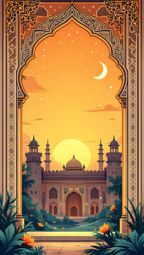 Ramadan frame background copy space area