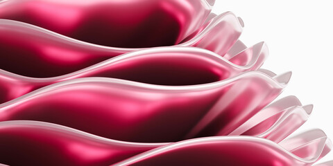 Poster - Glossy Pink Wavy Layers Abstract Design