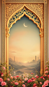 Ramadan frame background copy space area