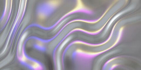 Poster - Iridescent Wavy Abstract Background 3d render