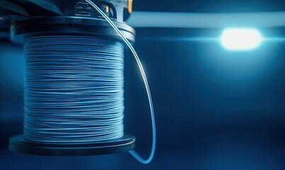 Poster - Blue Wire Spool Close-Up