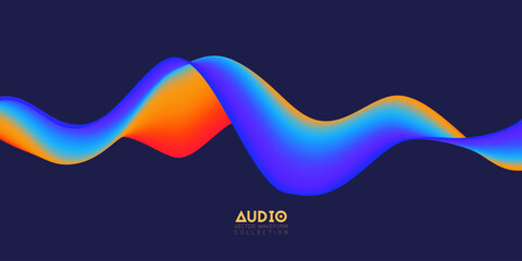 Poster - gradient sound wave abstract background. colorful flow of music wave. vector vibrant fluid splash.