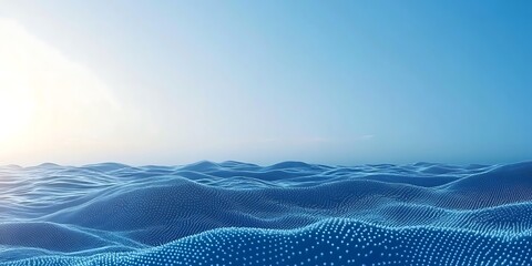 Aufkleber - Abstract Data Stream Landscape with Blue Gradient and Dot Matrix Texture