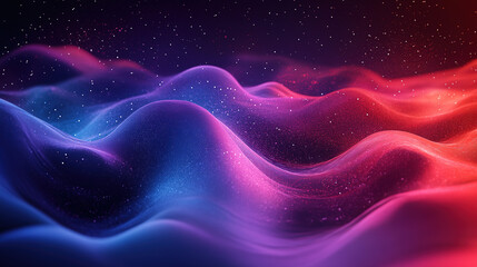 Poster - Dynamic waves of colorful light abstract digital art vivid environment nighttime viewpoint conceptual visualization