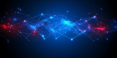 Aufkleber - abstract network connection with glowing nodes and geometric shapes
