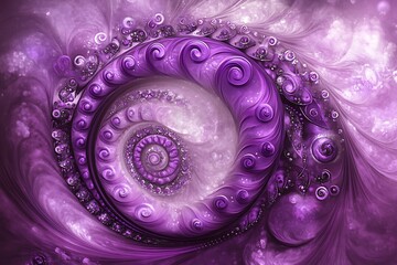 Poster - Detailed spiraling vortex fractal design in rich purple hues and intricate patterns