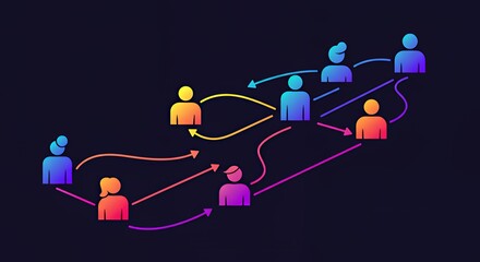 Aufkleber - Social network connection with team members using digital communication