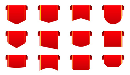 Poster - Red Color Price Labels, Vector Ribbon Tag Label Stickers