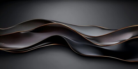 Aufkleber - Sophisticated abstract flowing ribbons with golden accents on dark background