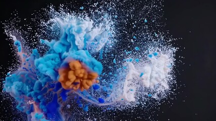 Poster - Colorful paint explosion on black background, abstract art concept