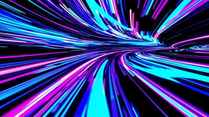 Leinwandbilder - Dynamic blue and pink light streaks on black background, futuristic technology concept