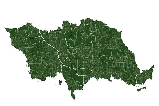 A high-quality, minimalist map of Germany featuring a clean green silhouette set against a white background