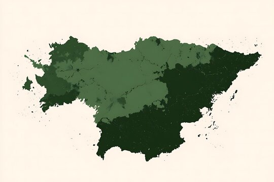 A high-quality minimalist map of North Korea featuring a clean green silhouette set against an off-white background. The design emphasizes modern aesthetics with precise geographical divisions and pol