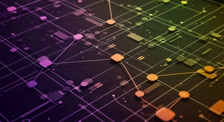 Aufkleber - Abstract Technology Network Connecting Digital Nodes and Data Transfer
