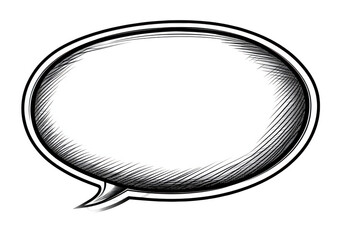 Fototapete - a speech bubble sticker with an oval shape and white background, simple line art style