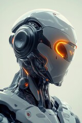 Poster - Futuristic robot with glowing features in neutral space