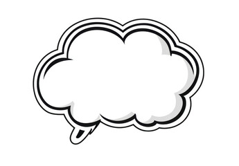 Fototapete - a speech bubble sticker with an oval shape and white background, simple line art style