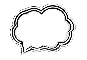 Fototapete - a speech bubble sticker with an oval shape and white background, simple line art style
