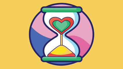 Aufkleber - Colorful hourglass with a heart shape design, representing time and love, ideal for art projects and creative endeavors