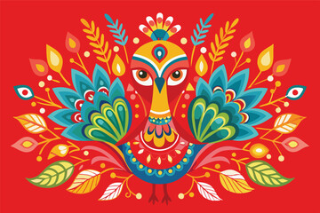 Poster - Colorful owl logo illustration featuring floral elements and vibrant hues suitable for various design projects