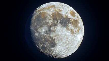 Wall Mural - gibbous moon, craters, surface details, night sky.