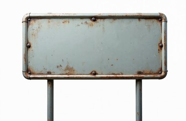 Aufkleber - Vintage metal sign with distressed finish isolated on transparent background. Retro industrial style decor element, weathered surface with rust, scratches. Old board design, nostalgic artwork, grungy