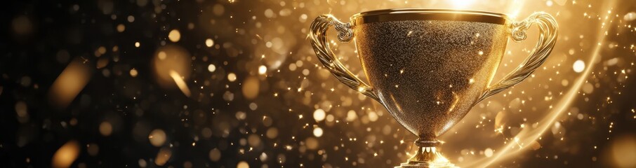 Wall Mural - a gold trophy image, featuring a sleek and modern design. the trophy itself in gold color,