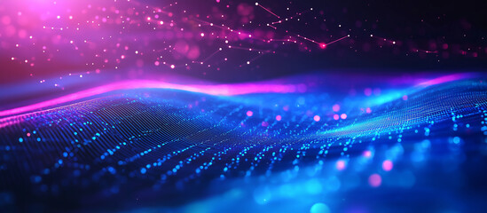 Poster - Twilight Digital Abstract Background with Glowing Patterns and Data Streams