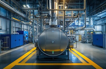 Poster - Exploring Industrial Plant's Intricate Network of Pipes and Vessels: A Comprehensive Look at Modern Manufacturing Processes and Equipment