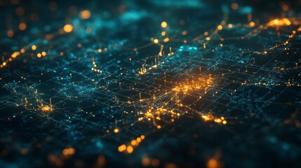 Poster - Visualizing global data distribution digital world map visualization cyber environment virtual perspective glowing concept