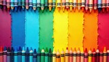 Vibrant crayon strokes frame a multicolored backdrop , scribble, spectrum, colorful