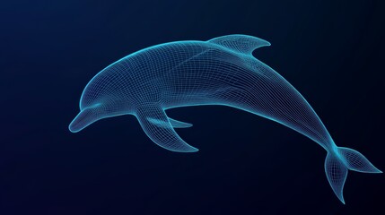 Poster - Dancing dolphin silhouette ocean waves digital art serene environment side view artistic expression