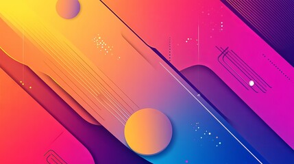 Poster - Abstract Gradient Background Modern Geometric Design Vibrant Colorful Shapes Dynamic Lines Digital Art Illustration Trendy Style Wallpaper Design     