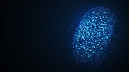 Poster - Abstract Blue Fingerprint Digital Art Technology Background Futuristic Network Design Modern Graphic Illustration Security Concept Data Protection    