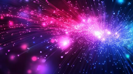 Poster - Abstract Pink Blue Light Rays Burst Energy Background Digital Art Modern Design Futuristic Technology Graphic Illustration Vibrant Colors Sparkle     