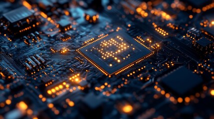 Poster - captivating close-up of semiconductor nano components laboratory high-tech imagery microscale enviro