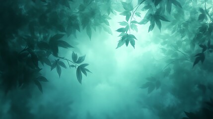 Wall Mural - mystical forest scene with fog and leaves.