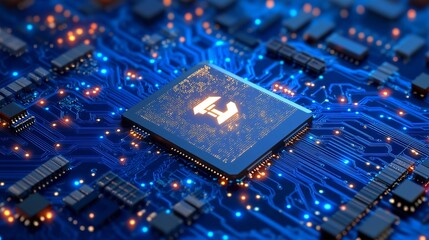 Poster - advanced technology microchip circuit board digital innovation futuristic design hightech electronic