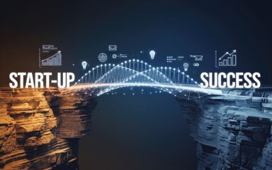 Poster - Bridge to Success: A visual metaphor depicting a bridge connecting 