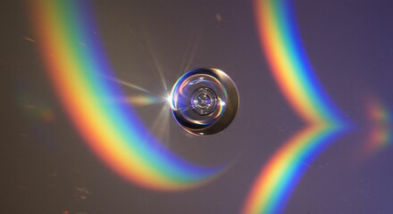 Poster - Vibrant Rainbow Reflections on a Compact Disc Surface Abstract Light Spectrum