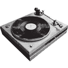 record player halftone grunge vector design element