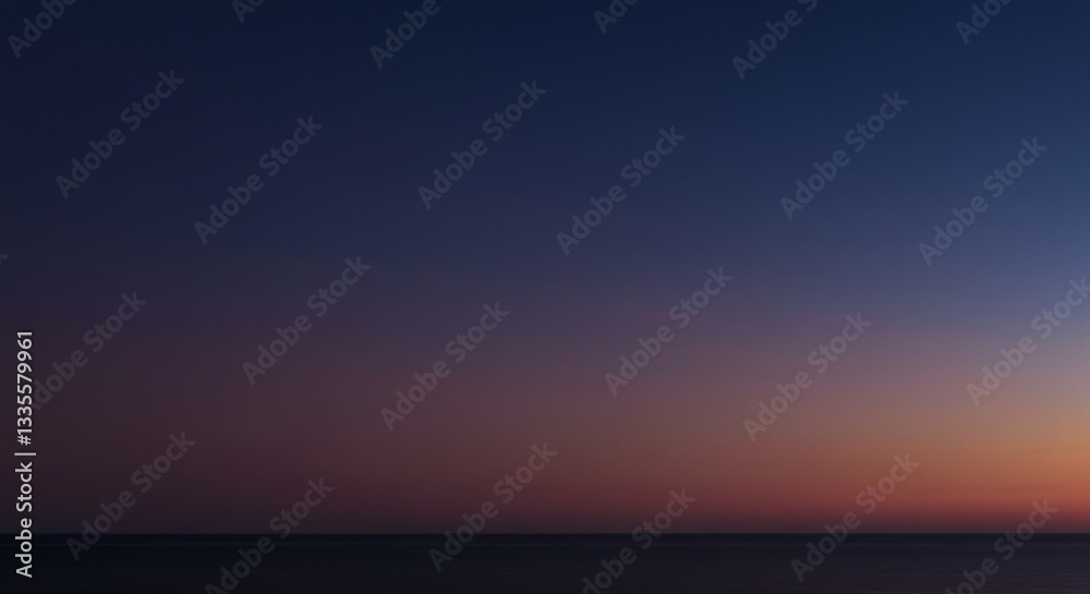 Serene Twilight Seascape Ocean Sunset with Gradual Color Gradient Sky