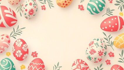 Poster - Vibrant and Colorful Easter Eggs with Natural Floral Elements Creating a Cheerful Spring Atmosphere : Generative AI