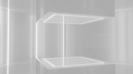 Poster - Futuristic Minimalist Interior with Glowing Edges 4k 60fps 3d looping animation