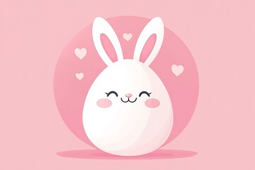 Poster - Adorable Bunny Character with Happy Expression Surrounded by Hearts and a Pink Halo : Generative AI